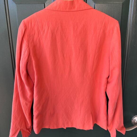 Coldwater Creek Melon Pink Silk Linen Blazer S Open Front Career Polished Chic - Picture 4 of 7